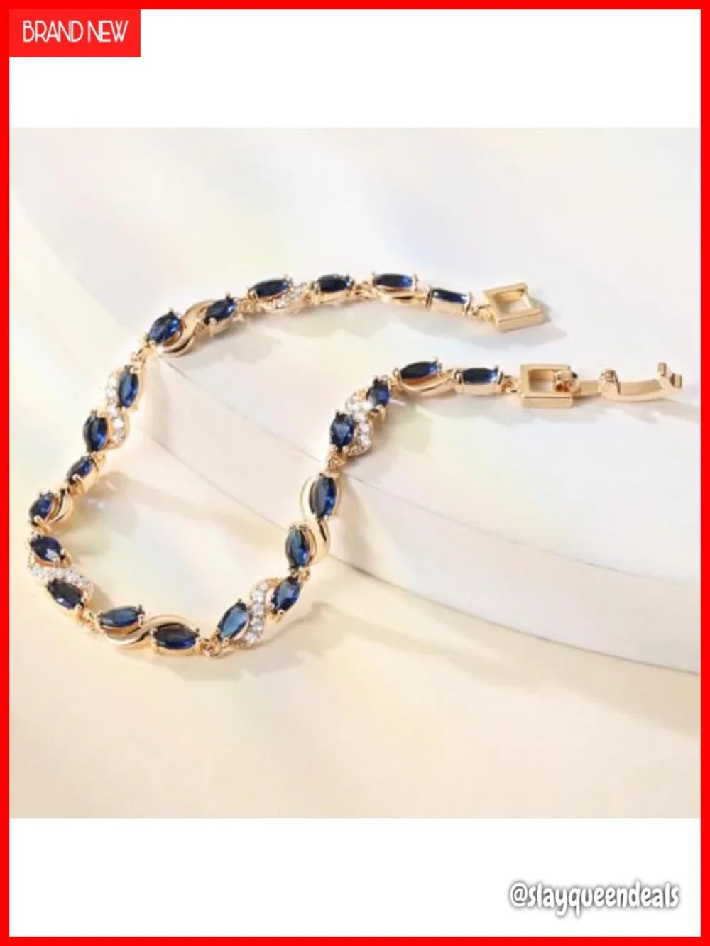 Tennis Eternity Bracelet, Cubic Zirconia, 18K Gold Plated Hypoallergenic, 7.48